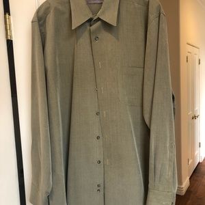 GEOFFREY BEENE OLIVE GREEN DRESS SHIRT SZ-17.5-34/35 LIKE NEW CONDITION!!!!